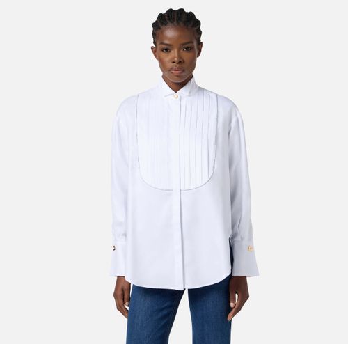 Cotton shirt with tuxedo details