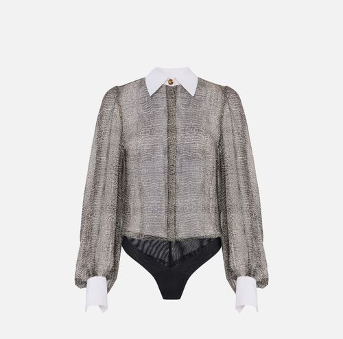 Bodysuit with python print and collar