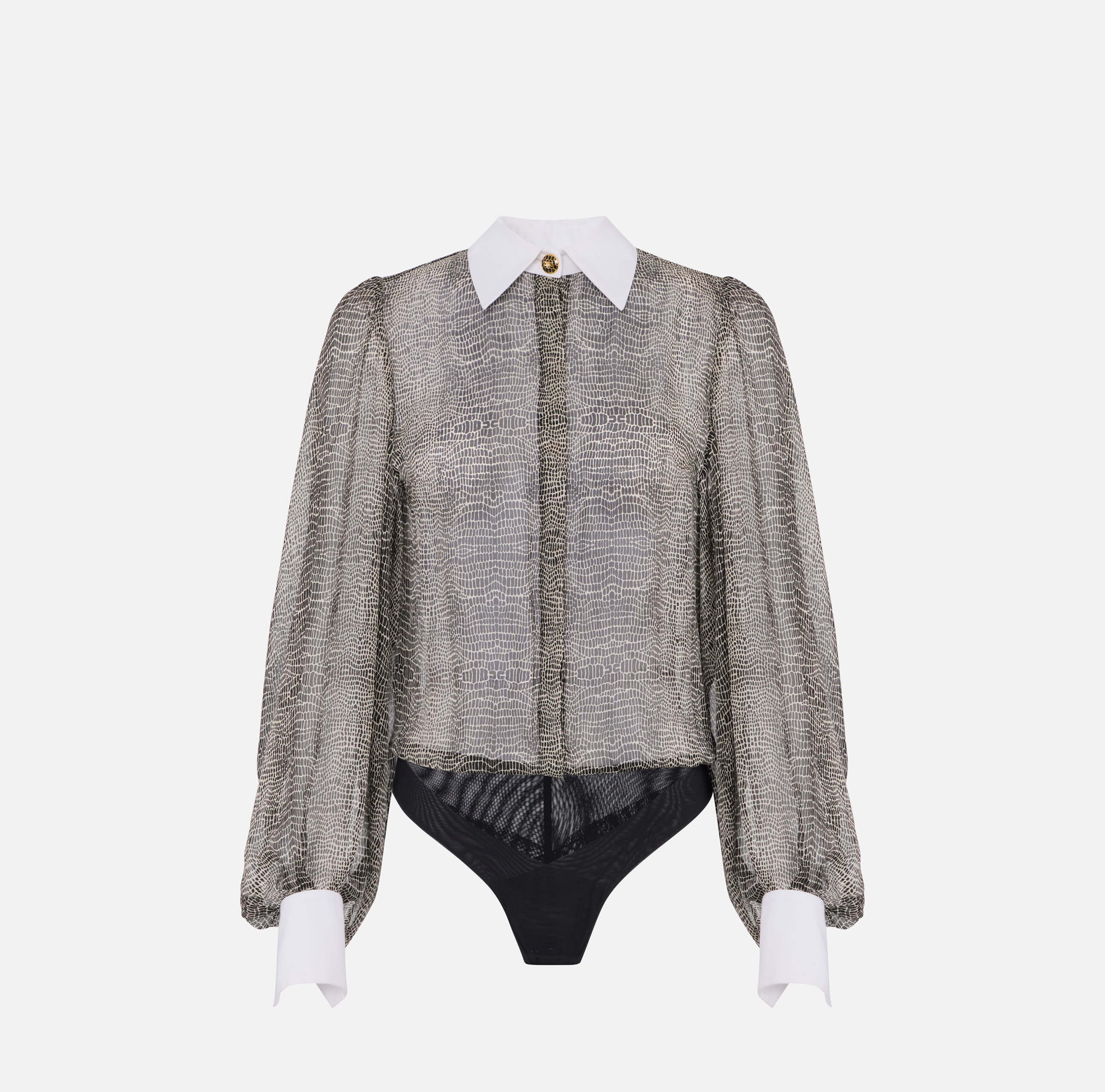 Bodysuit with python print and collar