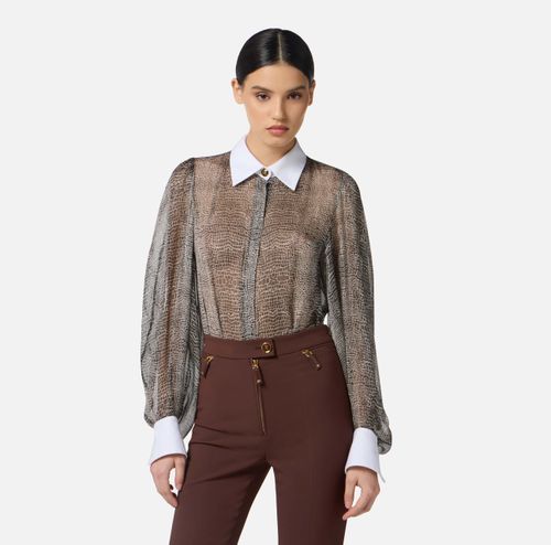Bodysuit with python print and collar