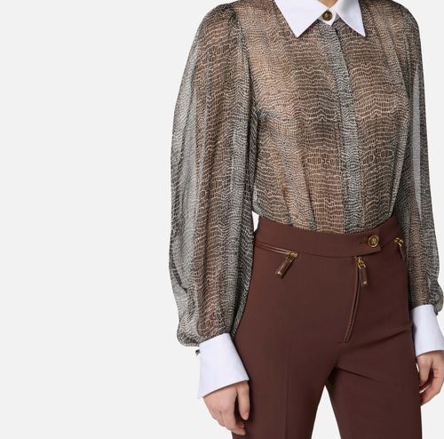 Bodysuit with python print and collar