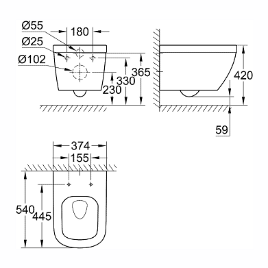 GROHE אסלה GROHE EURO רימלס 39328000