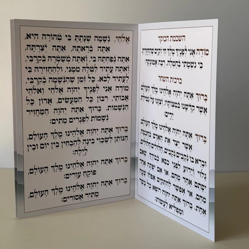 ברכות השחר מהודר דגם יונים לבן