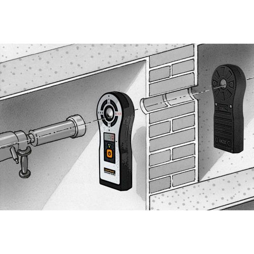 סמן קידוח מקצועי LASERLINER Center Scanner Plus 075.300A - מערכת משדר ומקלט לאיתור מדויק של נקודות כניסה ויציאה בקידוח קירות ותקרות