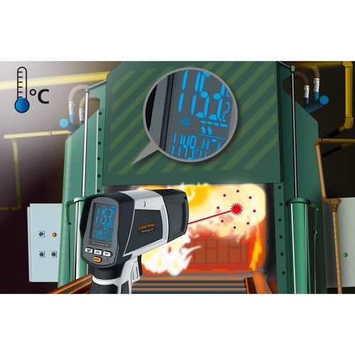 מד חום אינפרא-אדום LASERLINER ThermoSpot XP 082.043A - מכשיר מקצועי עם לייזר 8 נקודות ותצוגה צבעונית למדידות טמפרטורה ללא מגע