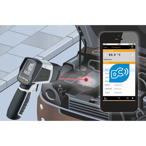 מד חום אינפרא-אדום LASERLINER ThermoSpot XP 082.043A - מכשיר מקצועי עם לייזר 8 נקודות ותצוגה צבעונית למדידות טמפרטורה ללא מגע