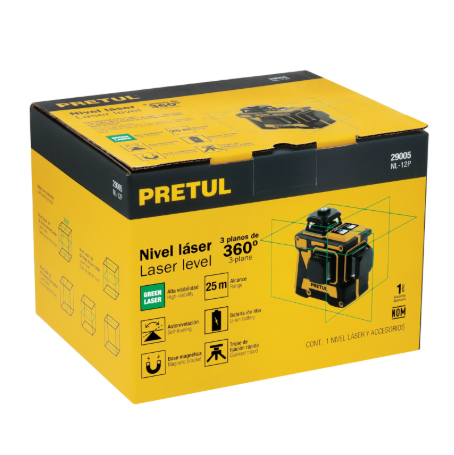 פלס לייזר ירוק 360° – דגם 29005 טרופר PRETUL