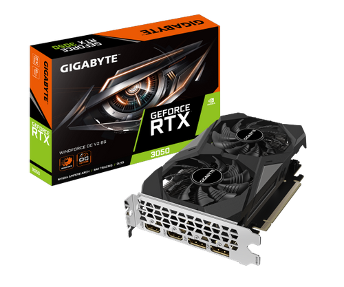 כרטיס מסך Gigabyte GV-N3050WF2OCV2-6GD RTX3050 Windforce2 OC V2 6GB VGA Card