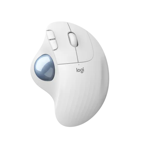 עכבר אלחוטי בצבע לבן עם כדור עקיבה בעל צורה ארגונומית דגם Ergo M575 מבית Logitech לוגיטק 91000-587-00