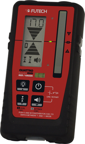 לוכד קרן FUTECH QUATTRO MM M.150.40 - מכשיר מילימטרי עם צג LCD מואר ונוריות LED צבעוניות לזיהוי לייזר אדום וירוק