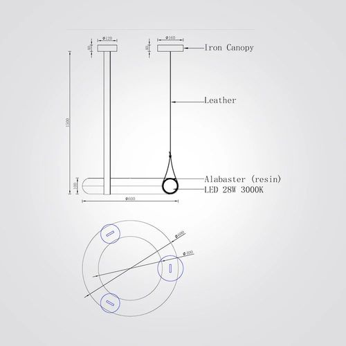 מנורת תלייה פינקס אלבסטר| Φ600 CM