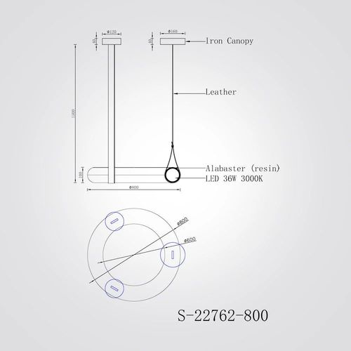 מנורת תלייה פינקס אלבסטר| Φ800 CM