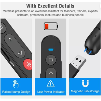 שלט מצגות בחירה PowerPoint – מצביע USB PPT תקשורת בתדר 2.4GHz ללחיצה והצבעה.