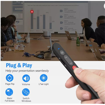 שלט מצגות בחירה PowerPoint – מצביע USB PPT תקשורת בתדר 2.4GHz ללחיצה והצבעה.