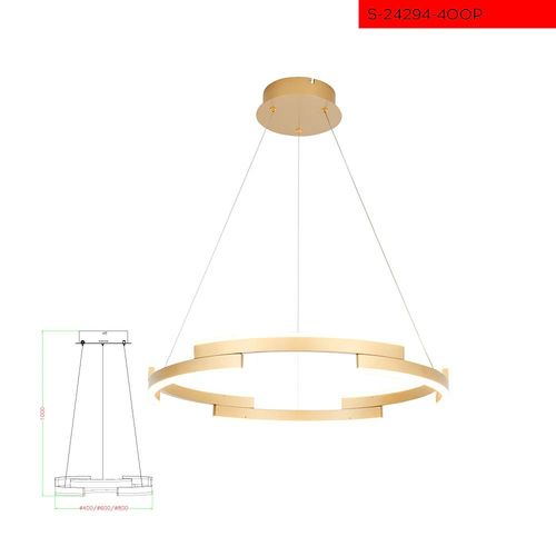 40 3000K 40W מנורת תליה גולדה לד קוטר
