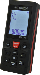 מד טווח לייזר מקצועי עד 80 מטר עם מסך LCD ומד שיפוע - FUTECH DISTY 80 