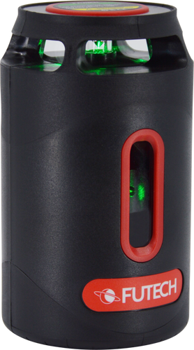 לייזר קווים FUTECH LL5505 מעוצב כפחית קולה - לייזר ירוק DIY עם קו אופקי 360 מעלות וקו אנכי למדידות מדויקות