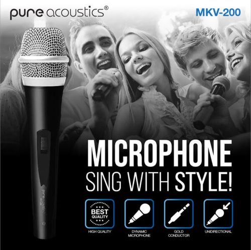 מיקרופון איכותי קול נקי וברור עיצוב ארגונומי מושלם PURE ACUSTICS MKV-200