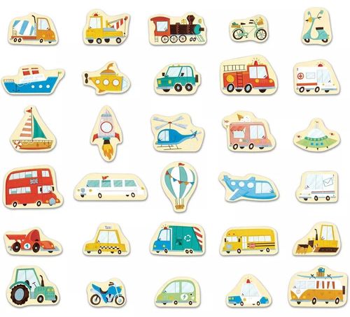 מארז 30 רכבים מגנטיים מעץ