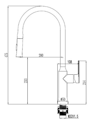 שירטוט ברז מטבח נשלף 1057CB מוברש SIVANOFIR