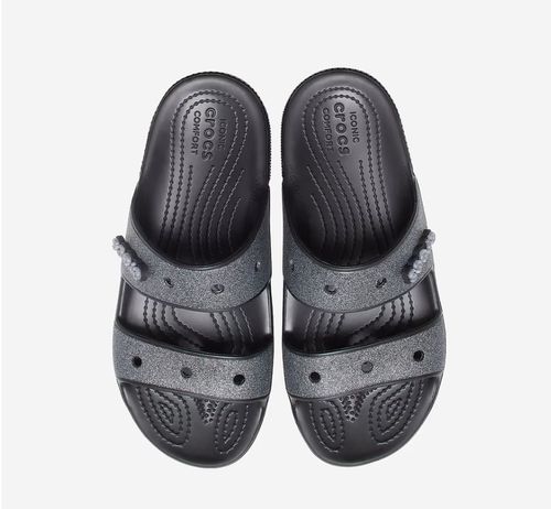 סנדלים לנשים קרוקס שתי רצועות Crocs Classic Glitter Sandal שחור נצנצים