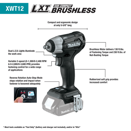 מפתח רטיטה מקיטה 3/8 נטען 18V (גוף בלבד) Makita DTW180Z / XWT12