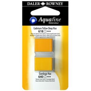 זוג טבליות 2 גוונים Cadmium Yellow Deep Hue 618 Gamboge Hue 640 AQUAFINE