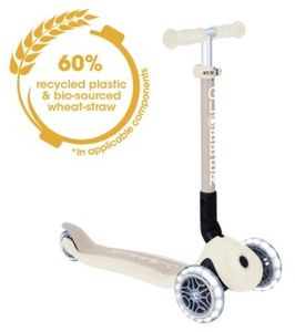 קורקינט מתקפל לפעוטות וילדים JUNIOR LIGHTS ECOLOGIC עם אורות בגלגלים - קוקוס