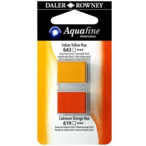 זוג טבליות 2 גוונים Indian Yellow Hue 643 Cadmium Orange Hue 619 AQUAFINE