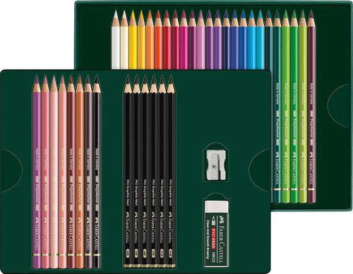 סט 32 עפרונות Polychromos צבעוניים + 6 עפרונות גרפיט, מחק ומחדד 