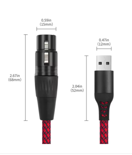 כבל מתאם XLR נקבה לUSB זכר באורך 2 מטר איכותי ועבה