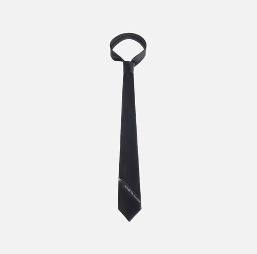 Tie in twill fabric with logo embroidery