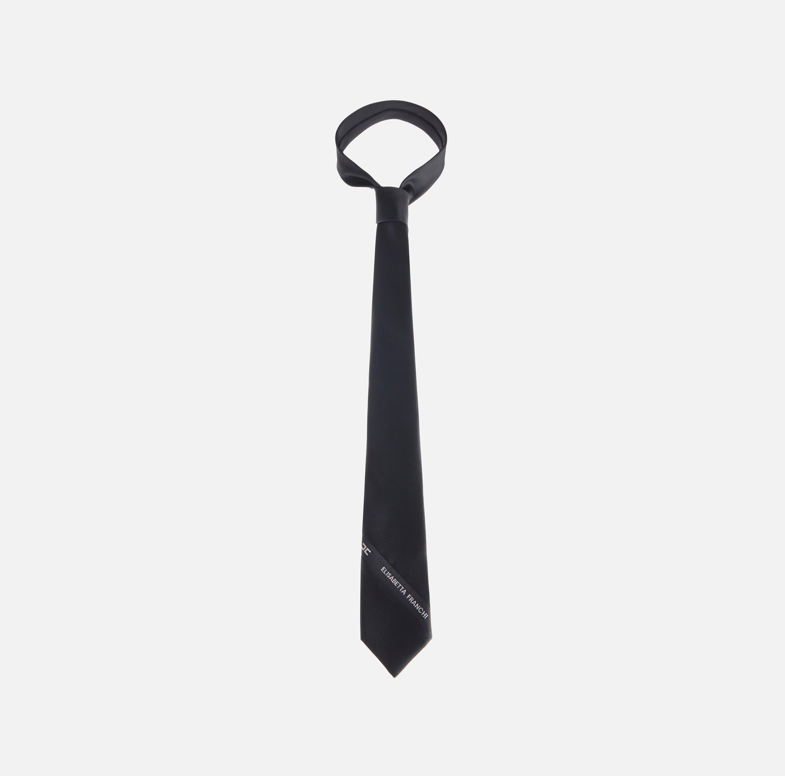 Tie in twill fabric with logo embroidery