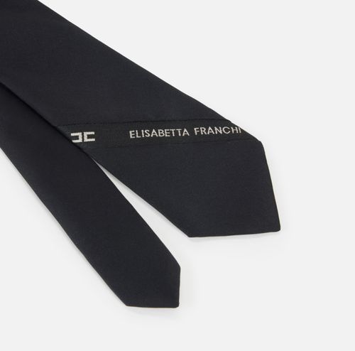 Tie in twill fabric with logo embroidery