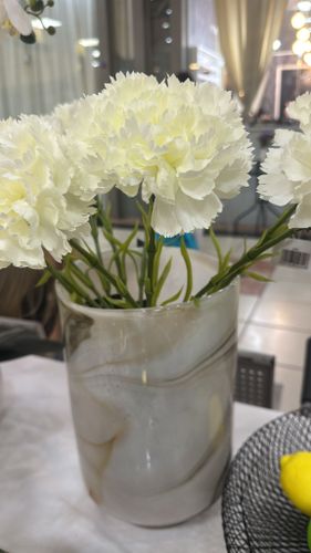 אגרטל זכוכית מהמם עם עורקים בגווני חום/אפור/בז/שחור/לבן