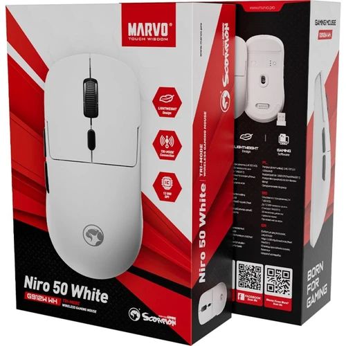 עכבר גיימינג אלחוטי דגם G912W מבית Marvo - לבן