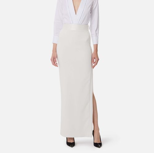 Skirt in lightweight crêpe fabric with tuxedo details