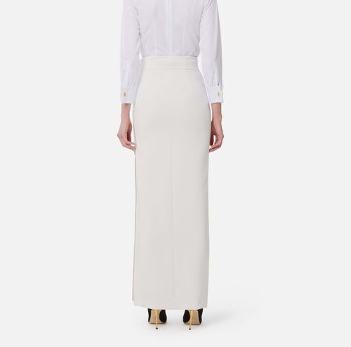 Skirt in lightweight crêpe fabric with tuxedo details