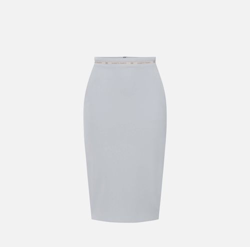 Skirt in crêpe fabric with logo ribbon