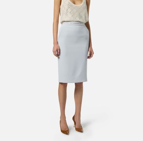 Skirt in crêpe fabric with logo ribbon