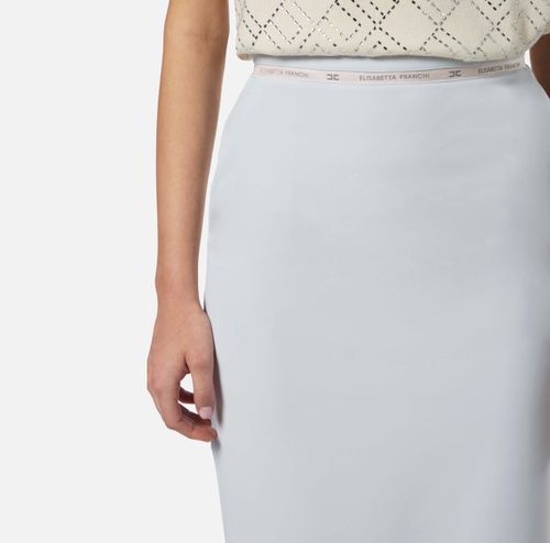 Skirt in crêpe fabric with logo ribbon