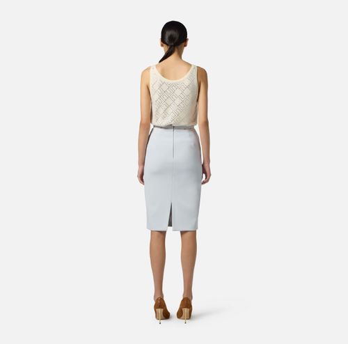 Skirt in crêpe fabric with logo ribbon
