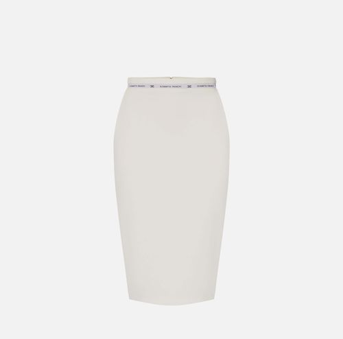 Skirt in crêpe fabric with logo ribbon