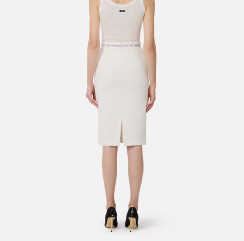 Skirt in crêpe fabric with logo ribbon