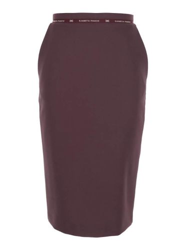 Skirt in crêpe fabric with logo ribbon - COLOR MERLOT
