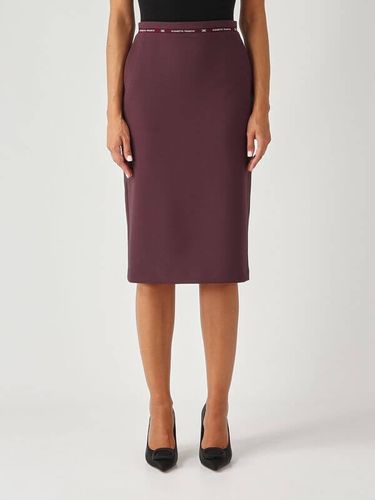 Skirt in crêpe fabric with logo ribbon - COLOR MERLOT