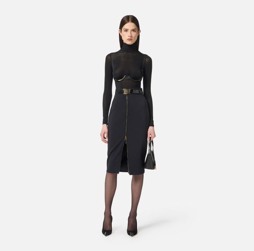 Skirt in lightweight crêpe fabric with zip