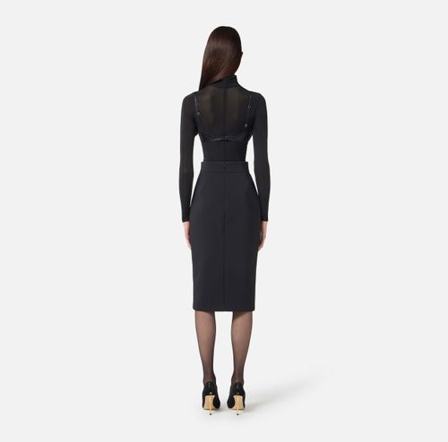 Skirt in lightweight crêpe fabric with zip