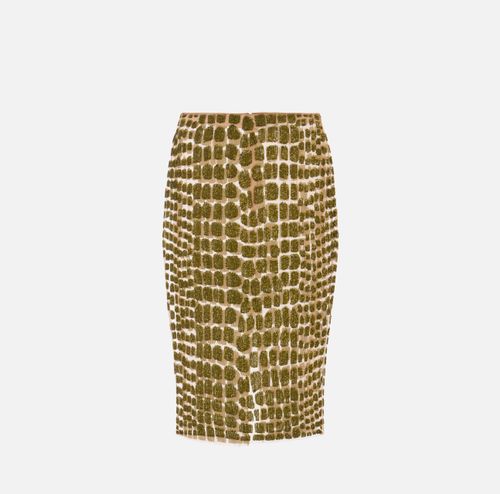 Skirt in tulle fabric with crocodile embroideries