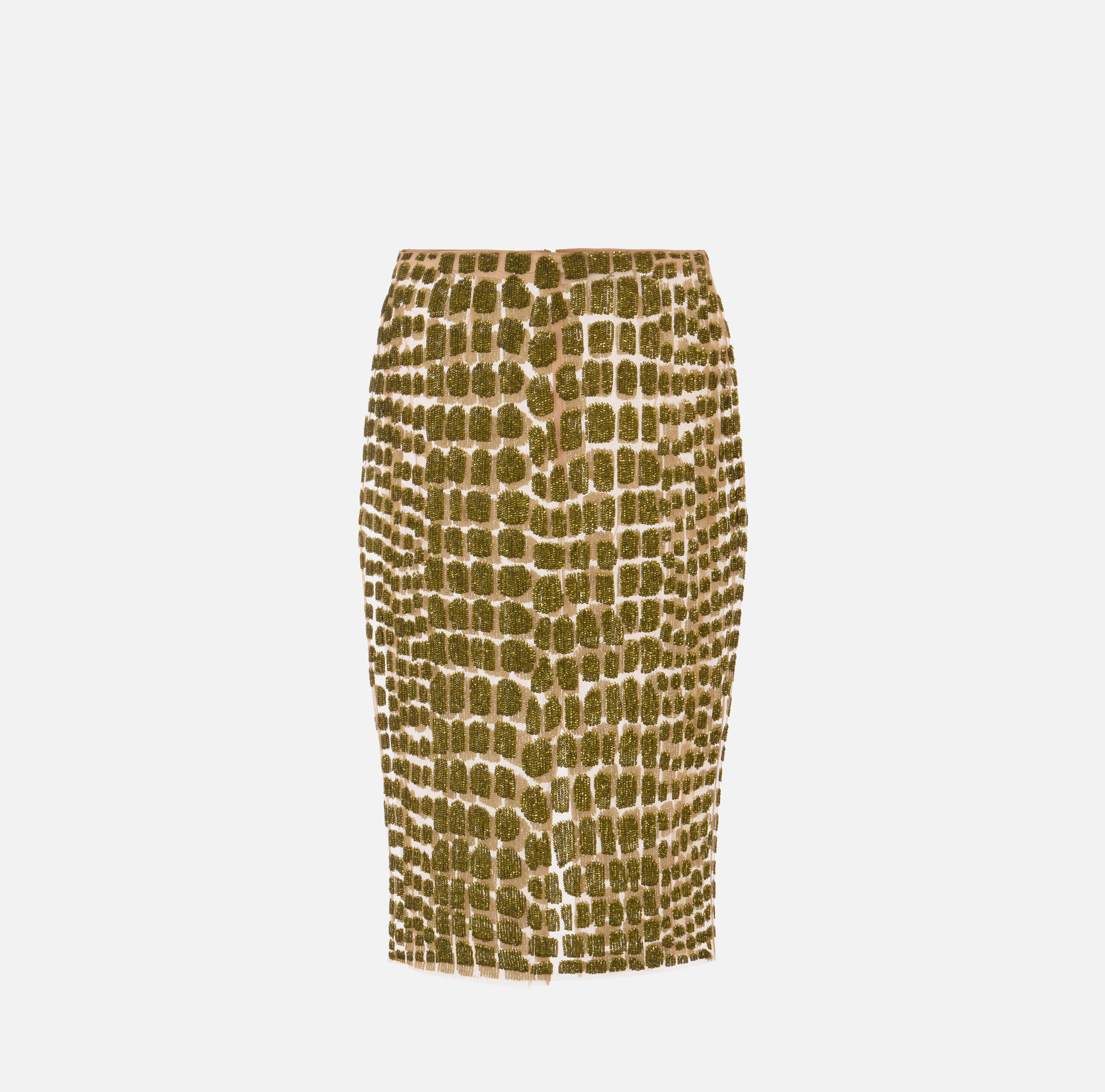 Skirt in tulle fabric with crocodile embroideries